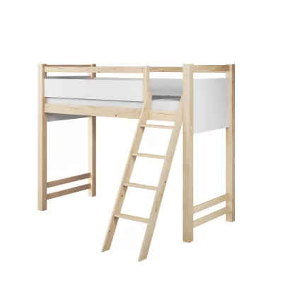 Poschodová posteľ so zábranou 80x200 CYANE - borovica / biela, pravé prevedenie