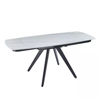 Jedálenský rozkladací stôl EMERIC - biely mramor / čierny