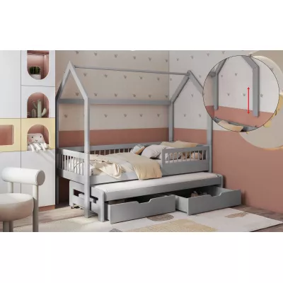 Domčeková posteľ s prístelkou 80x180 DEVA 2 - šedá, pravé prevedenie