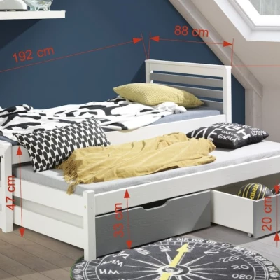 Detská posteľ s prístelkou 80x180 IVARA - biela