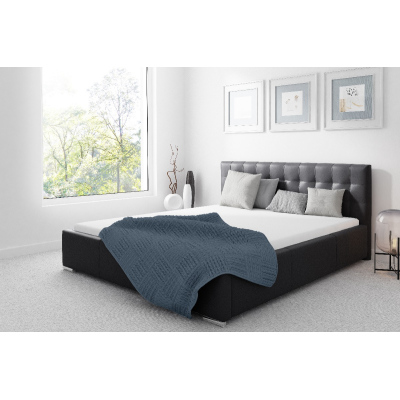 Čalúnená posteľ Soffio s úložným priestorom čierna eko koža 180 x 200