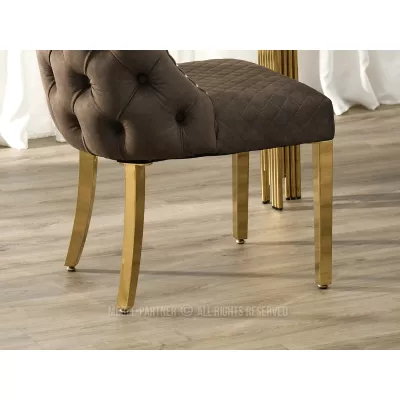 Luxusná jedálenská stolička KALISSA - hnedá / zlatá