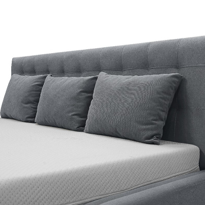 Čalúnená posteľ Soffio s úložným priestorom svetlo šedá 200 x 200