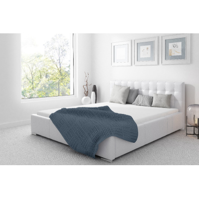 Čalúnená posteľ Soffio s úložným priestorom biela eko koža 200 x 200