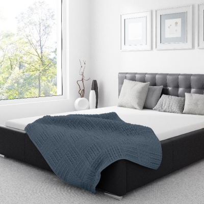 Čalúnená posteľ Soffio s úložným priestorom čierna eko koža 200 x 200