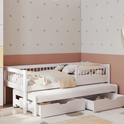 Detská posteľ s prístelkou 80x200 DABRA - biela, pravé prevedenie