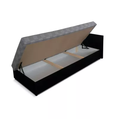 Válenda 80x200 RUOXI s úložným priestorom - čierna / šedá, ľavé prevedenie