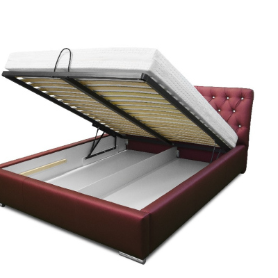 Dizajnová posteľ Adelaide s vysokým čelom a úložným priestorom biela eko koža 160 x 200