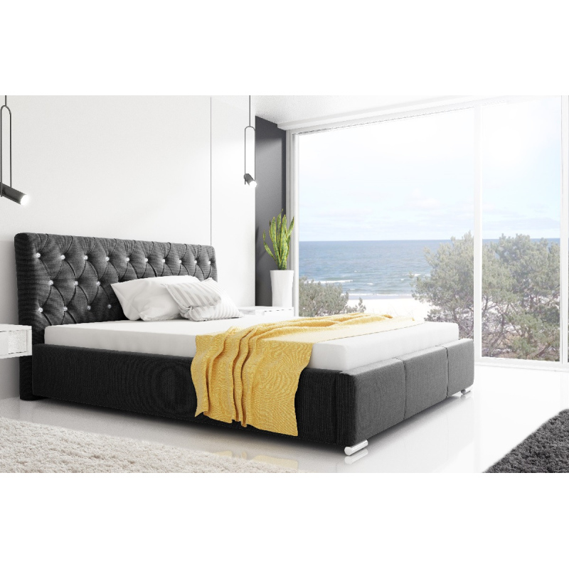 Dizajnová posteľ Adelaide s vysokým čelom a úložným priestorom čierna 180 x 200