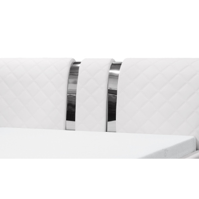 Luxusná čalúnená posteľ LUKA s vysokým čelom a úložným priestorom  biela eko koža 180x200