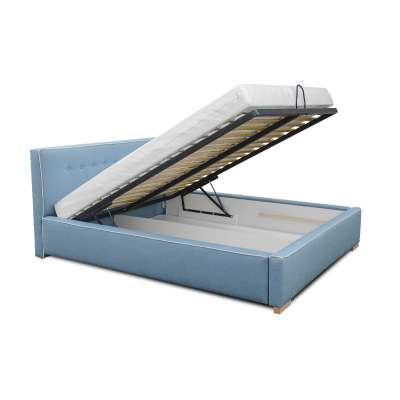 Čalúnená posteľ Ingrid s úložným priestorom tmavo modrá 160 x 200