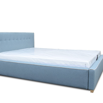 Čalúnená posteľ Ingrid s úložným priestorom tmavo modrá 160 x 200