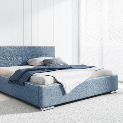 Čalúnená posteľ Ingrid s úložným priestorom tmavo modrá 180 x 200