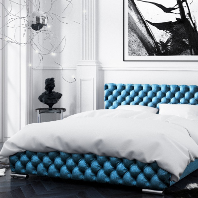 Čalúnená posteľ Farida s úložným priestorom modrá 160 x 200
