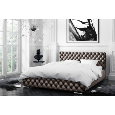 Čalúnená posteľ Farida s úložným priestorom hnedá 160 x 200