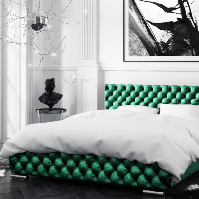 Čalúnená posteľ Farida s úložným priestorom zelená 160 x 200