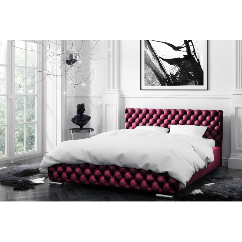 Čalúnená posteľ Farida s úložným priestorom vínová 160 x 200