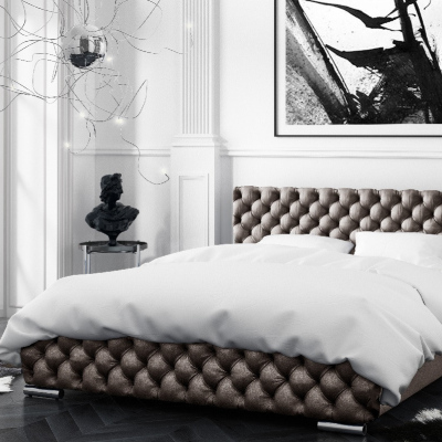 Čalúnená posteľ Farida s úložným priestorom hnedá 200 x 200