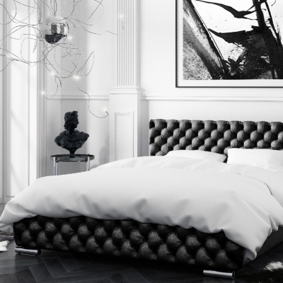 Čalúnená posteľ Farida s úložným priestorom čierna 200 x 200