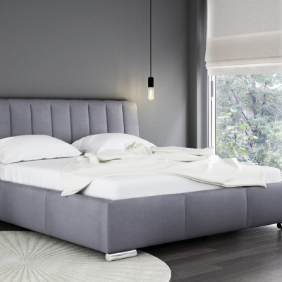 Elegantná posteľ Malone s vysokým čelom a úložným priestorom šedá 160 x 200