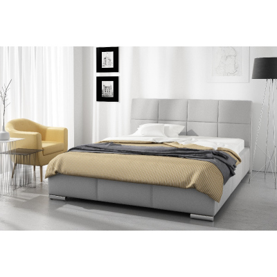 Dizajnová posteľ Prato s vysokým čelom a úložným priestorom šedá eko koža 120 x 200