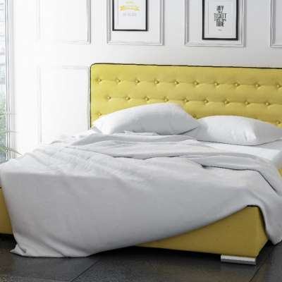 Moderná čalúnená posteľ Bergen s úložným priestororm žltá 180 x 200