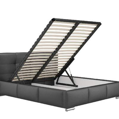 Luxusná čalúnená posteľ Latium s úložným priestorom biela eko koža 160 x 200