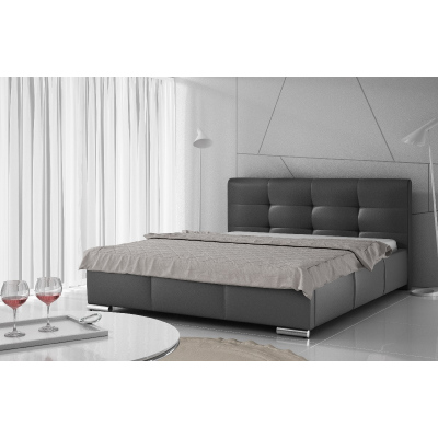 Luxusná čalúnená posteľ Latium s úložným priestorom čierna eko koža 180 x 200