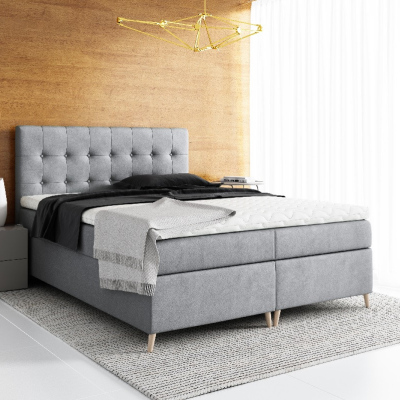 Elegantná čalúnená posteľ Komala s úložným priestorom tmavo šedá 160 x 200 + topper zdarma
