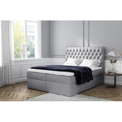 Elegantná čalúnená posteľ Mandy s úložným priestororm šedá 160 x 200 + topper zdarma