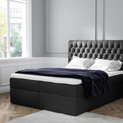 Elegantná čalúnená posteľ Mandy s úložným priestororm čierna 160 x 200 + topper zdarma