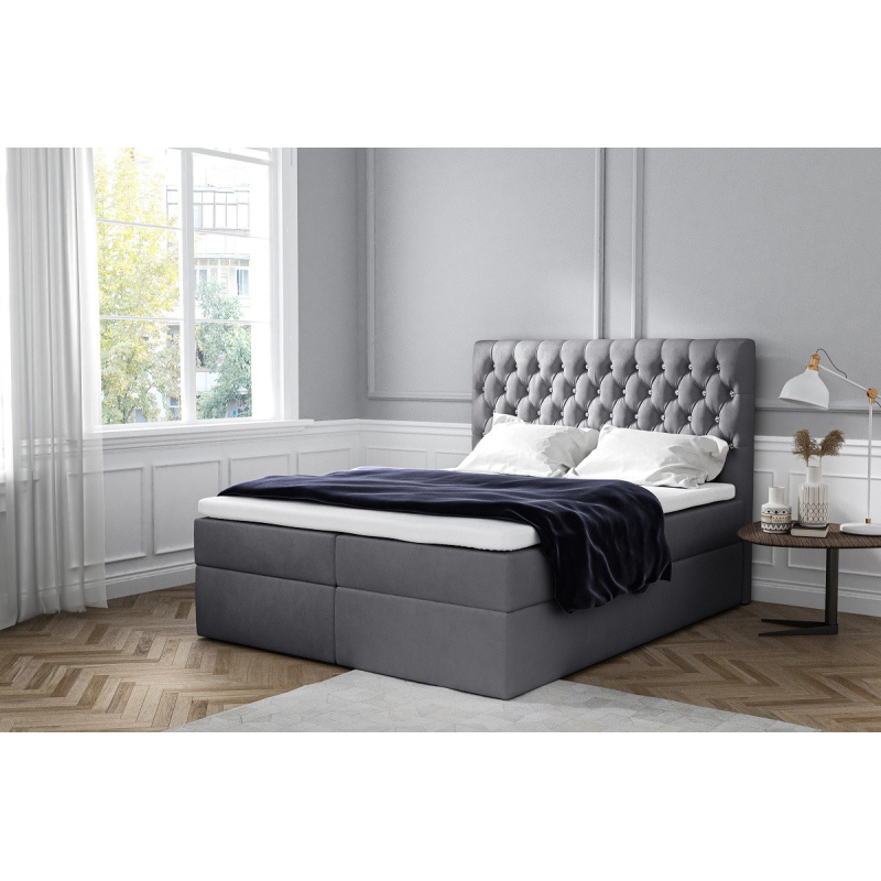 Elegantná čalúnená posteľ Mandy s úložným priestororm tmavo šedá 180 x 200 + topper zdarma