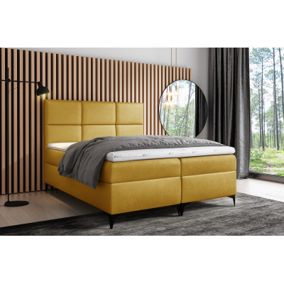 Dizajnová čalúnená posteľ Fiza s úložným priestororm žltá 160 x 200 + topper zdarma