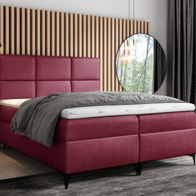 Dizajnová čalúnená posteľ Fiza s úložným priestororm červená 160 x 200 + topper zdarma