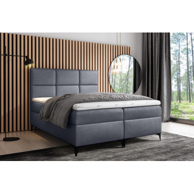 Dizajnová čalúnená posteľ Fiza s úložným priestororm  šedá 160 x 200 + topper zdarma