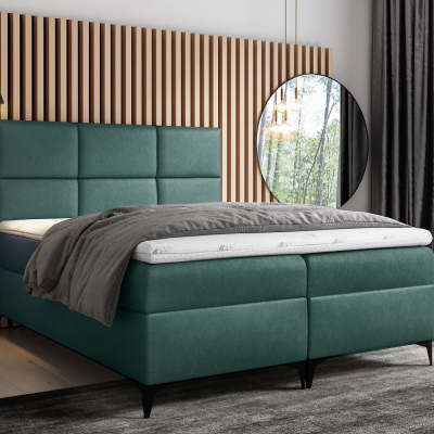 Dizajnová čalúnená posteľ Fiza s úložným priestororm zelená 180 x 200 + topper zdarma