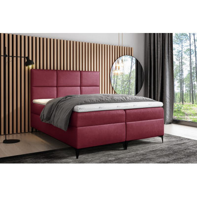 Dizajnová čalúnená posteľ Fiza s úložným priestororm červená 180 x 200 + topper zdarma