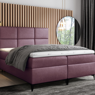 Dizajnová čalúnená posteľ Fiza s úložným priestororm fialová 200 x 200 + topper zdarma