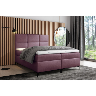 Dizajnová čalúnená posteľ Fiza s úložným priestororm fialová 200 x 200 + topper zdarma