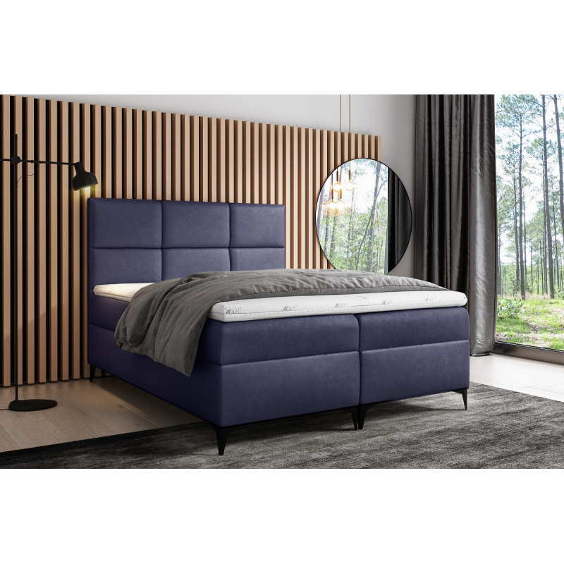 Dizajnová čalúnená posteľ Fiza s úložným priestororm modrá 200 x 200 + topper zdarma
