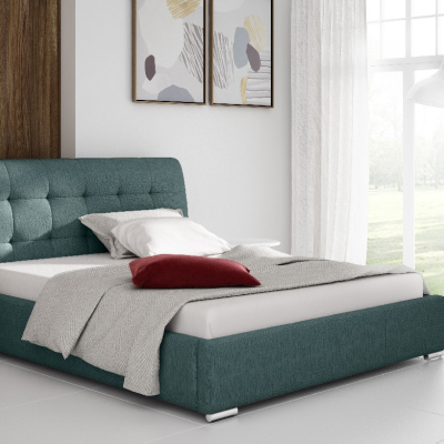 Moderná čalúnená posteľ Evelyn s úložným priestorormmodrá 180 x 200