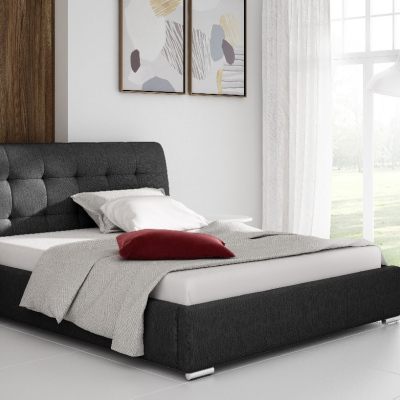 Moderná čalúnená posteľ Evelyn s úložným priestororm čierna 180 x 200