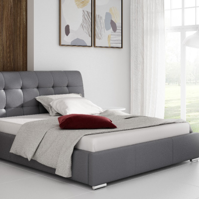 Moderná čalúnená posteľ Evelyn s úložným priestororm šedá eko koža 200 x 200