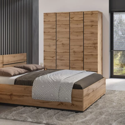 Manželská posteľ 180x200 GLENROSE - dub wotan / čierna