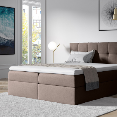 Štýlová manželská posteľ s úložným priestorom RECIVIO hnedá 180 + TOPPER