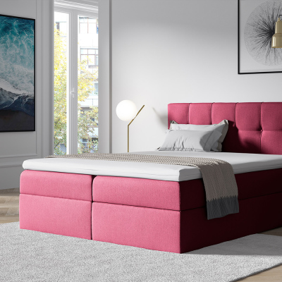 Štýlová manželská posteľ s úložným priestorom RECIVIO bordó 180 x 200