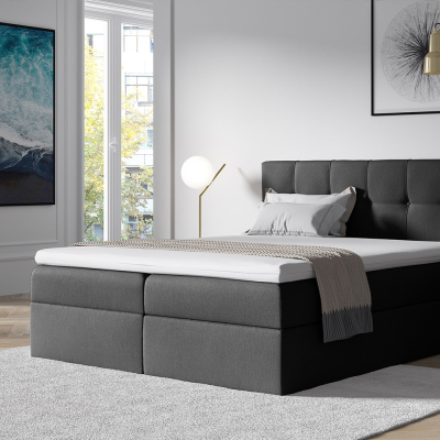 Štýlová manželská posteľ s úložným priestorom RECIVIO tmavo šedá 180 x 200
