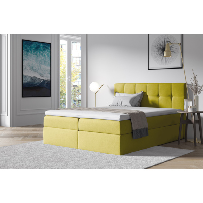 Štýlová manželská posteľ s úložným priestorom RECIVIO žltá 160 x 200