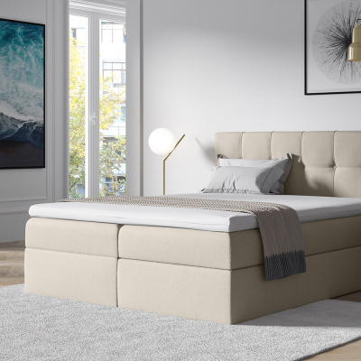 Štýlová manželská posteľ s úložným priestorom RECIVIO smotanová 160 x 200