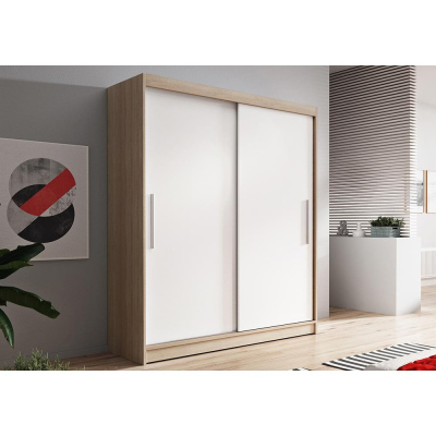 Šatníková skriňa Vala 150 cm, dub sonoma korpus, biele dvere